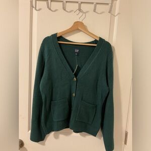 NWT GAP CashSoft Pocket Cardigan Sweater - Green - Size Large